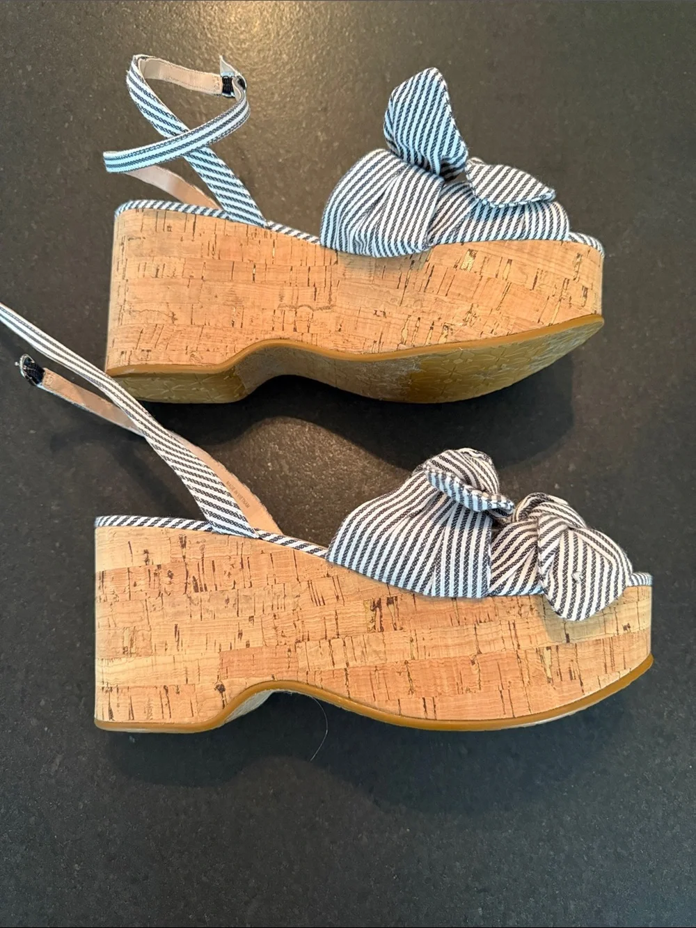 Kate SpadeStriped Knot-Front Cork Platform Sandal 7 bow